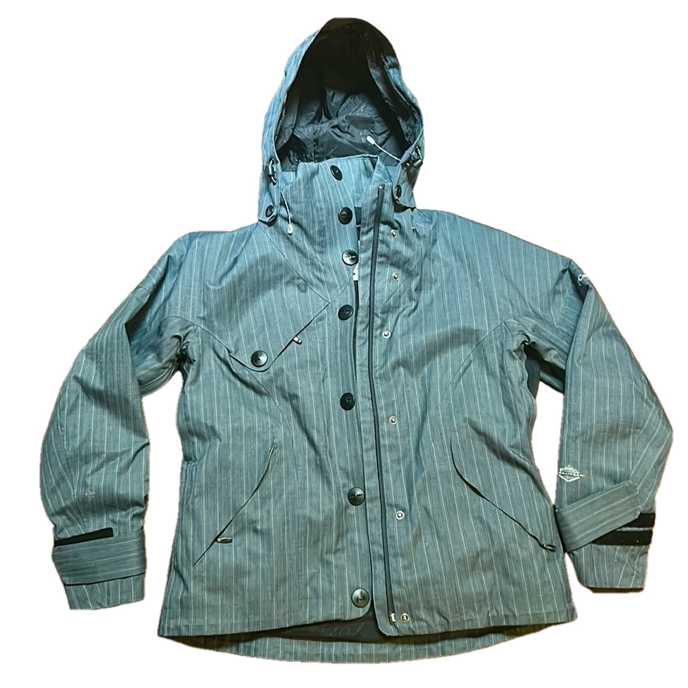 Columbia Ski Snowboard Jacket Women's Titanium Omnitech Brown Striped